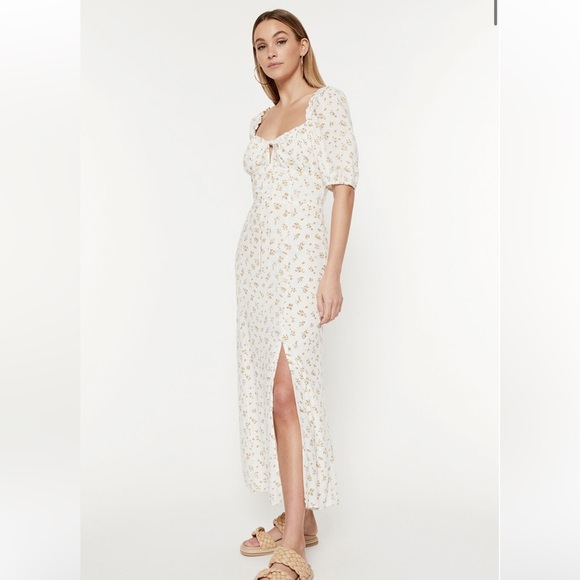 Bardot Ditsy Floral Midi Dress Bloomingdale’s Peasant Dress Size 10 Large - Picture 1 of 11